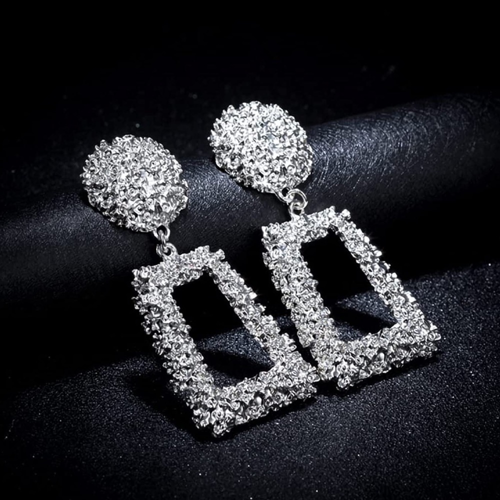 Big Rectangle Drop Earrings for Women & Fashion